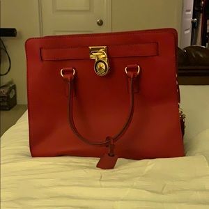 Michael Kors Satchel Red Chili Hamilton Tote